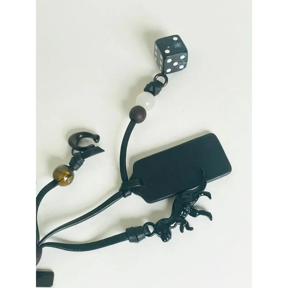 Coach Heritage Leather Bag Charm Black Rexy Dice Logo Charms CCY37